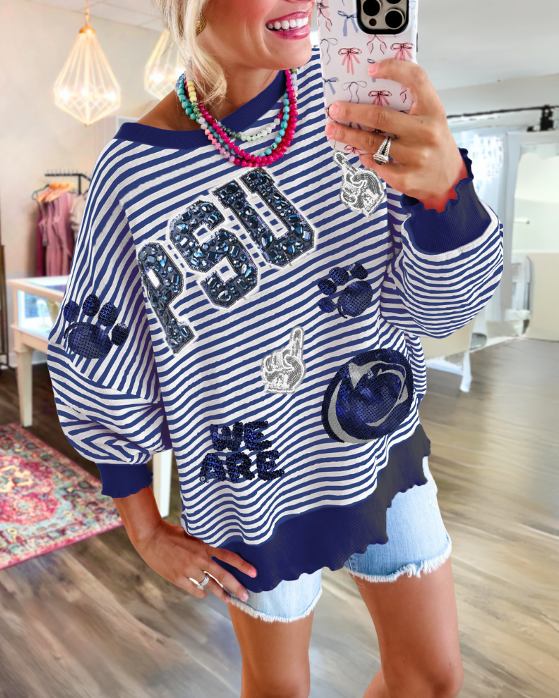 PSU Lions Sequin Stripe Sweatshirt