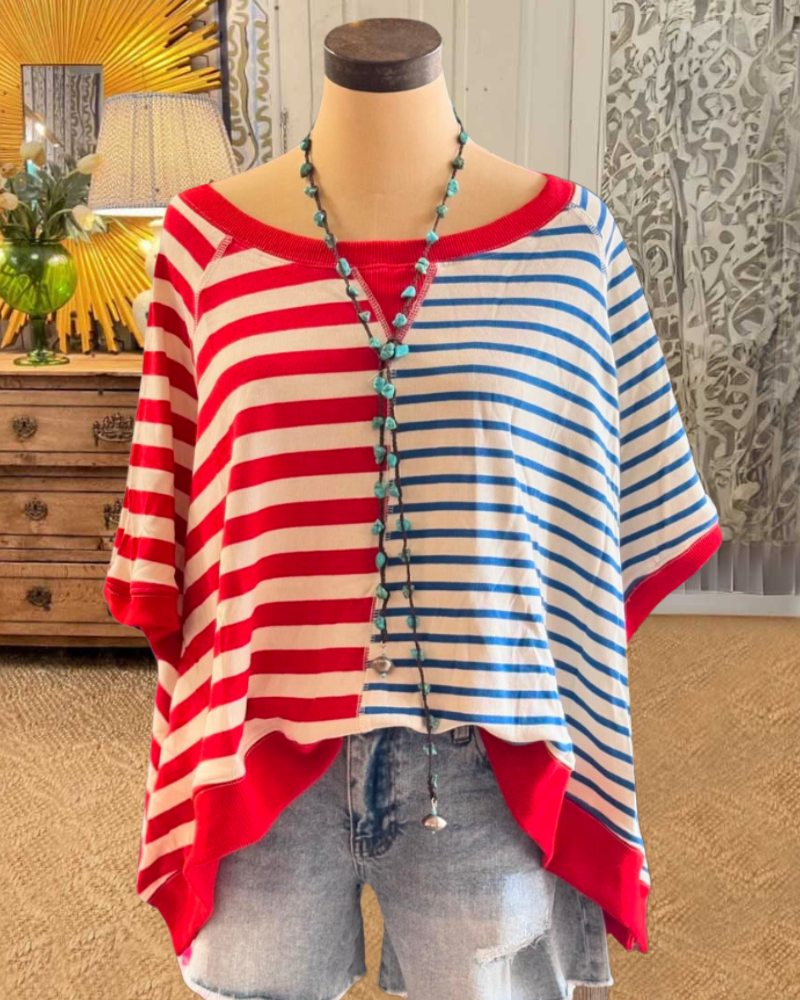 Oversized Colorblock Stripe Top