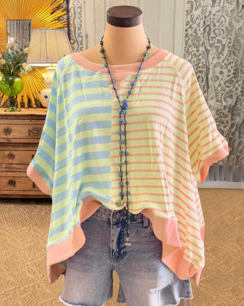 Oversized Colorblock Stripe Top