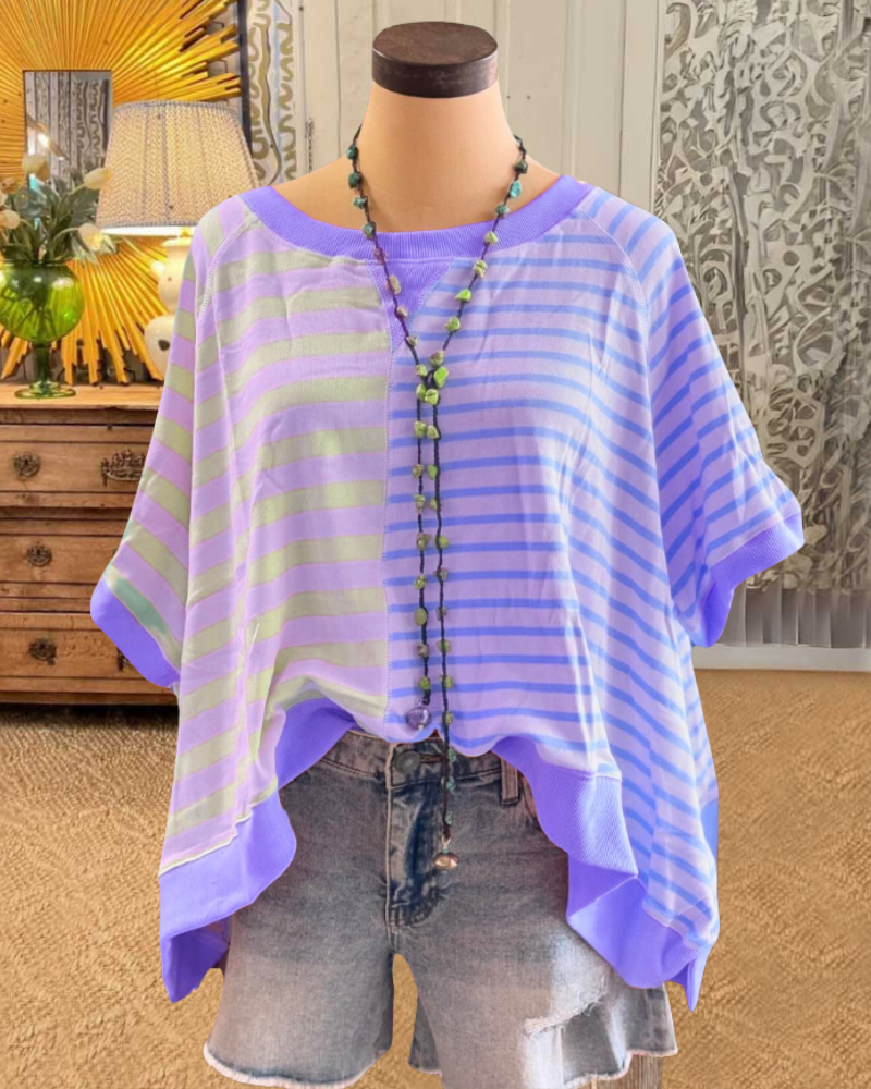 Oversized Colorblock Stripe Top