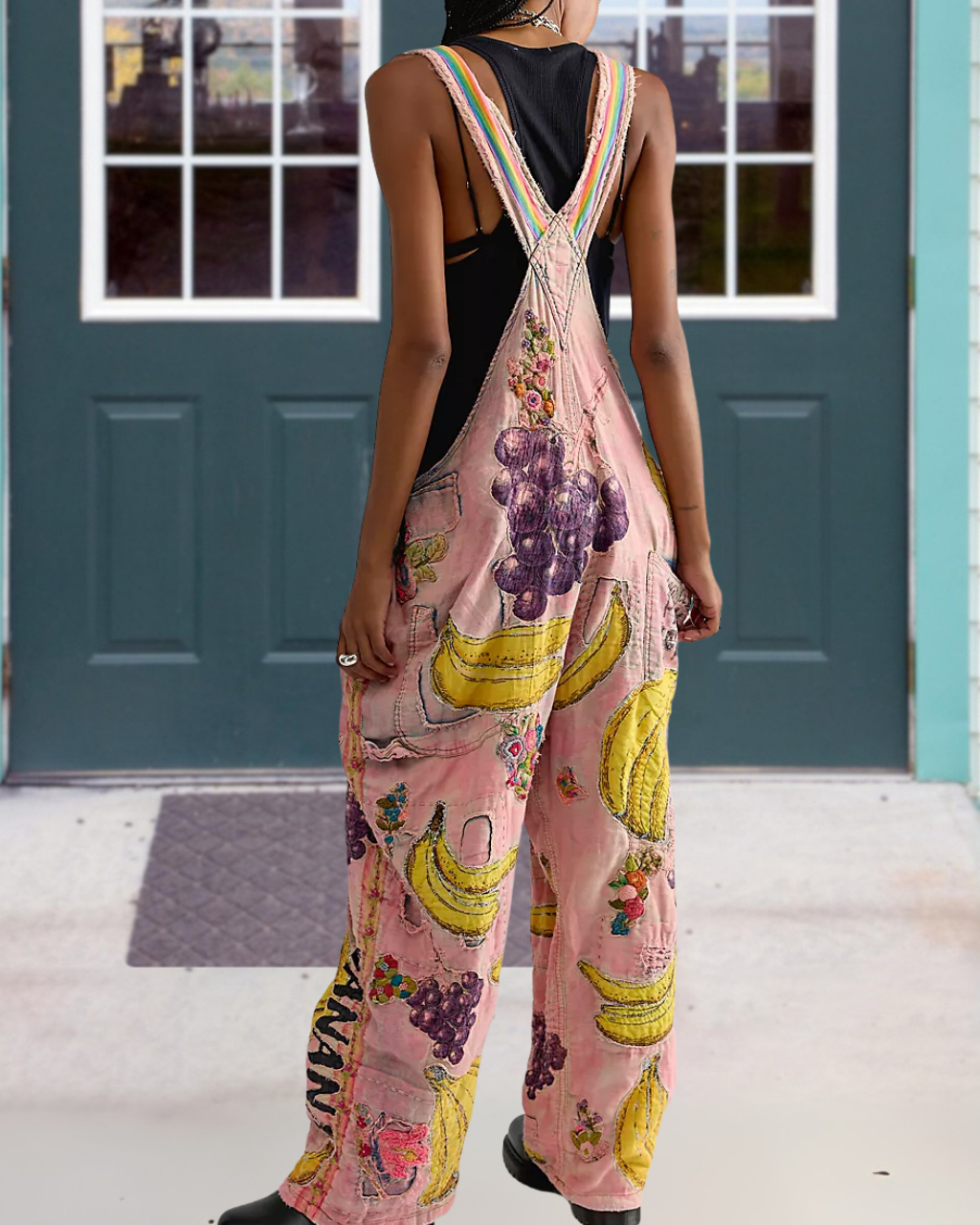Tiger Floral Distressed Washed Overalls