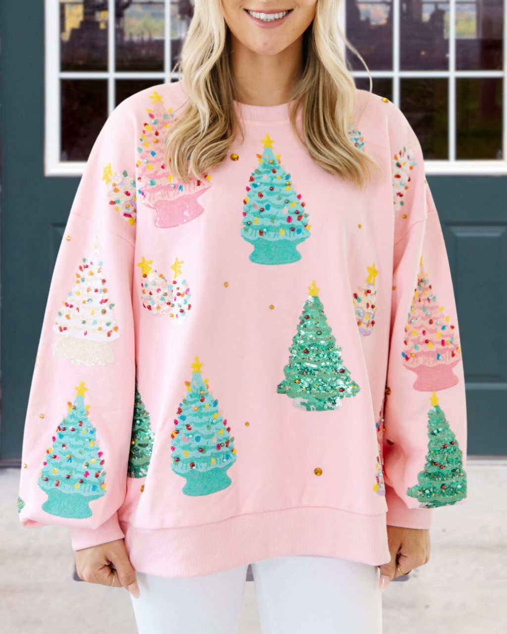 Cute Christmas Tree Sequin Pullover