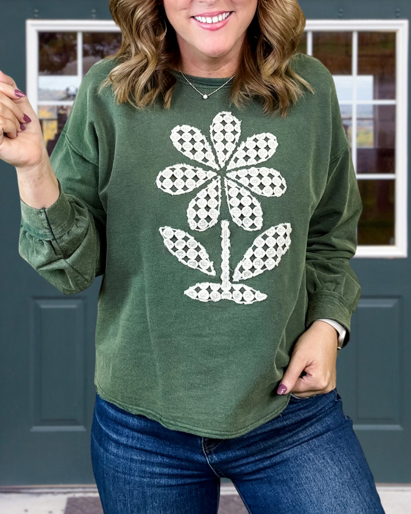 Floral Embroidered Crewneck Top