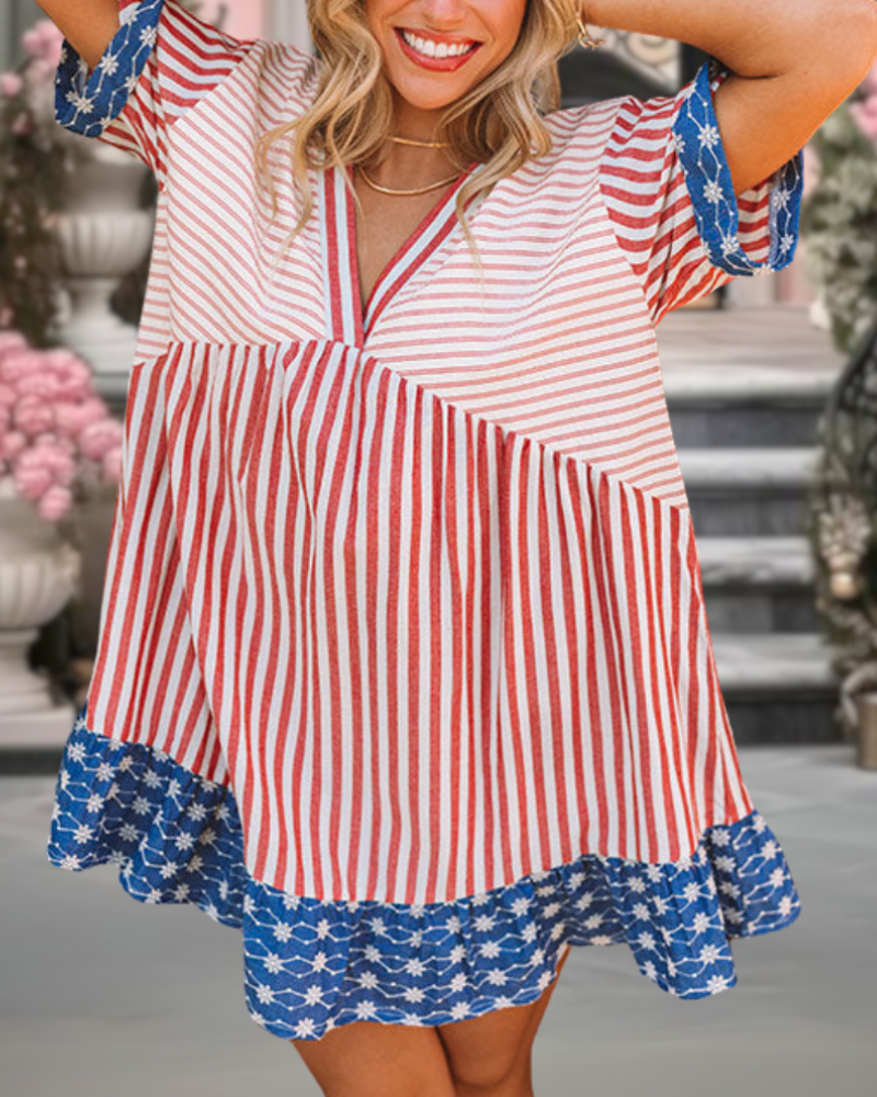 Unique Trim Striped Dress