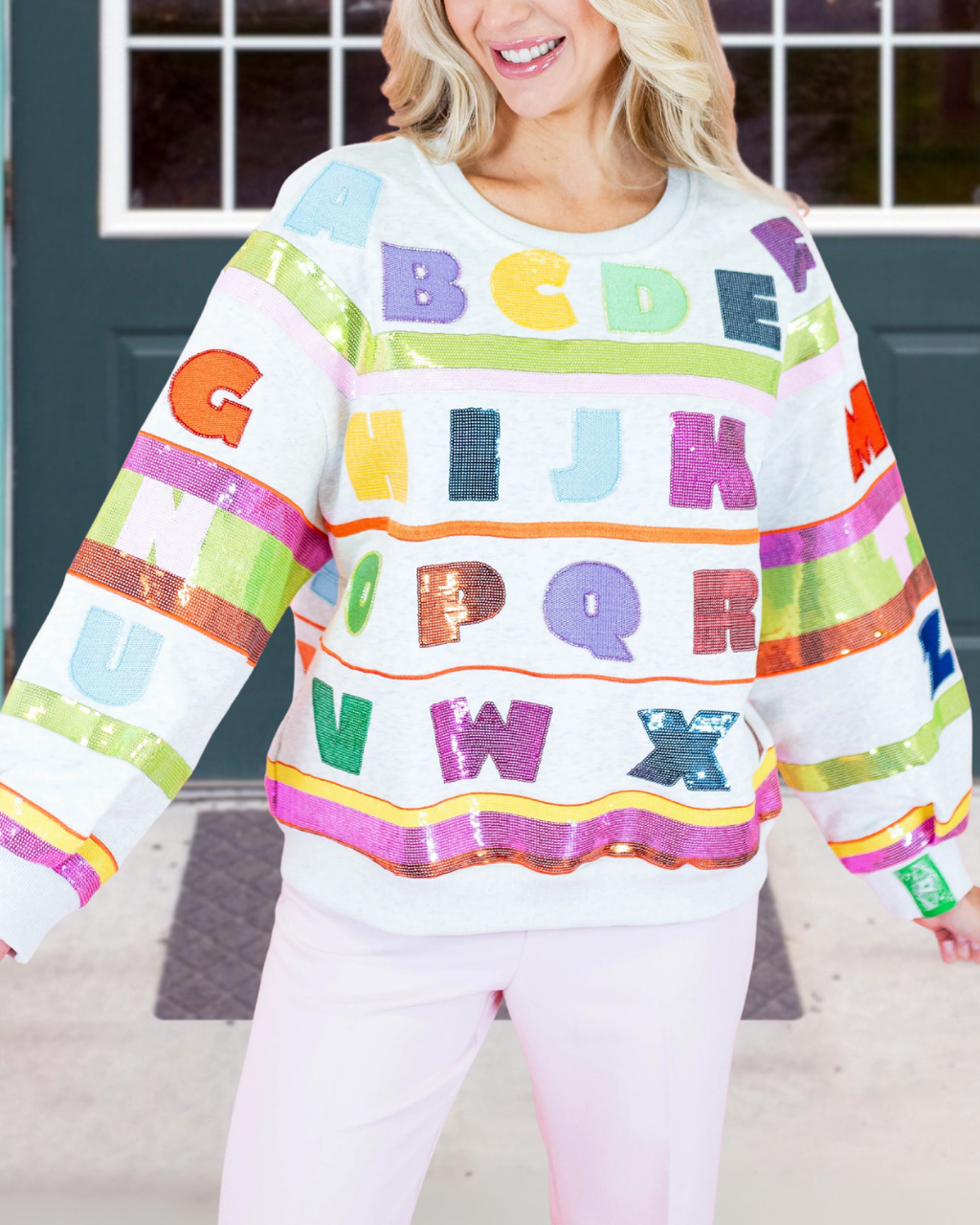 Colorful Letter Sequined Sweatshirt