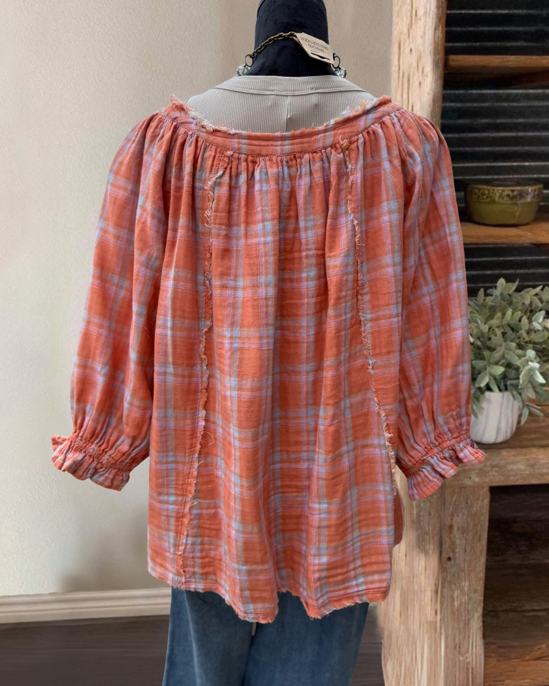 Minimalist Plaid Raw Edge Shirt