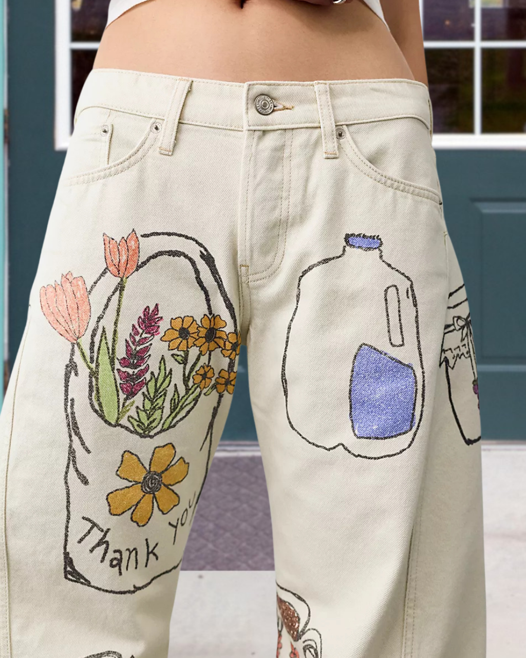Playful Hand-Drawn Print Pants