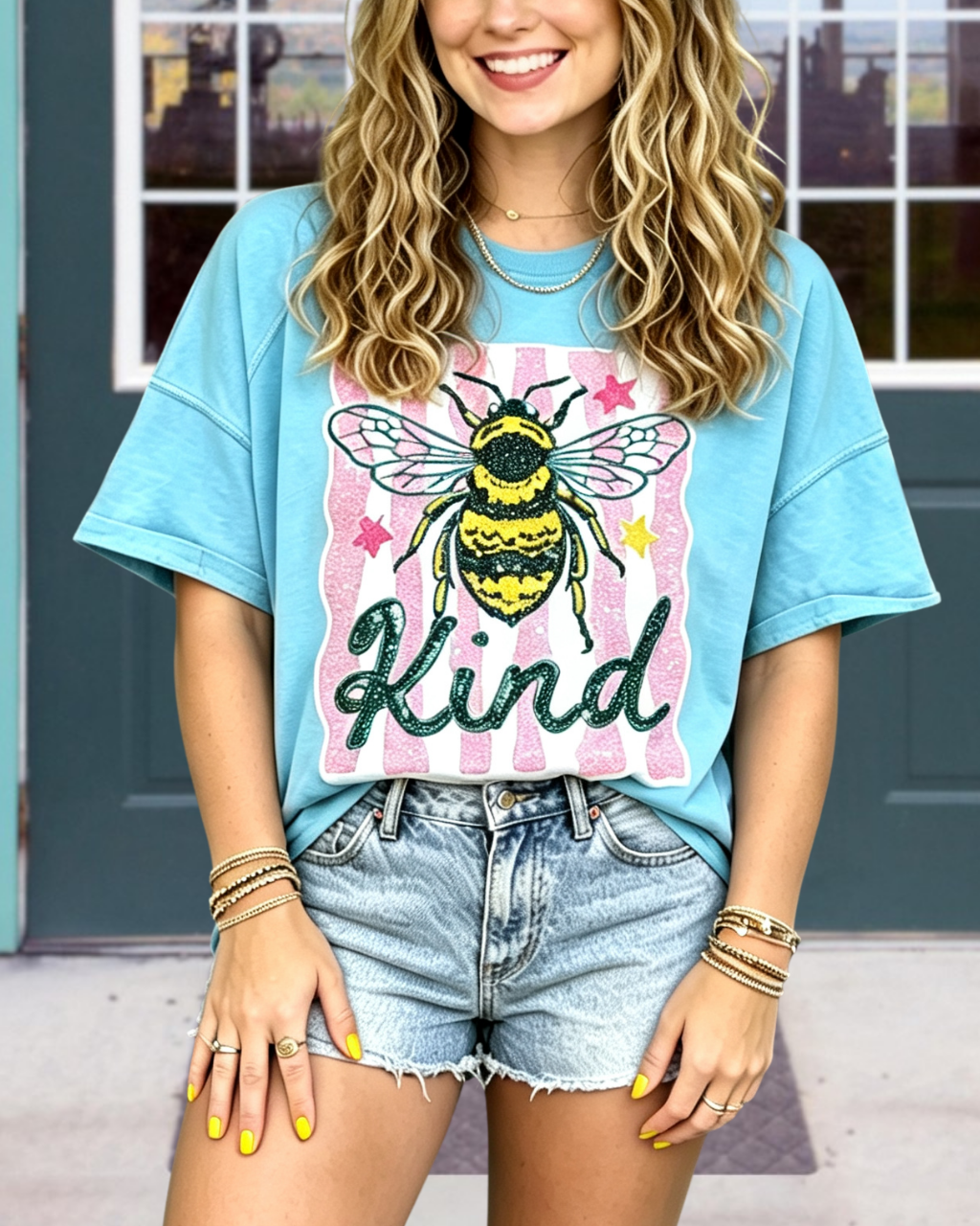 Bee Kind Print Crewneck T-Shirt