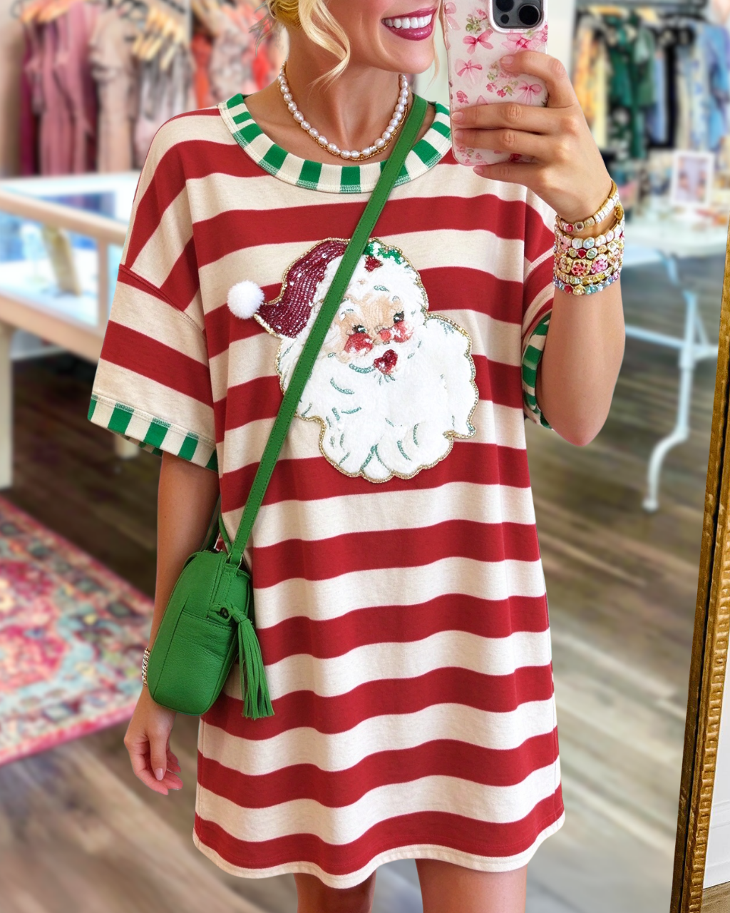 Santa Claus Sequin Striped Dress