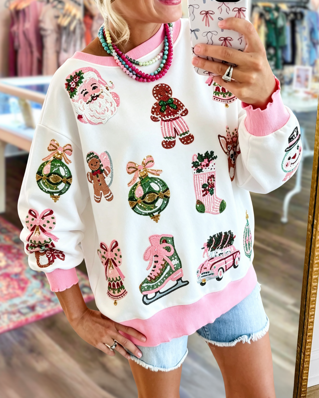 Christmas Sequin Gingerbread Man Pullover