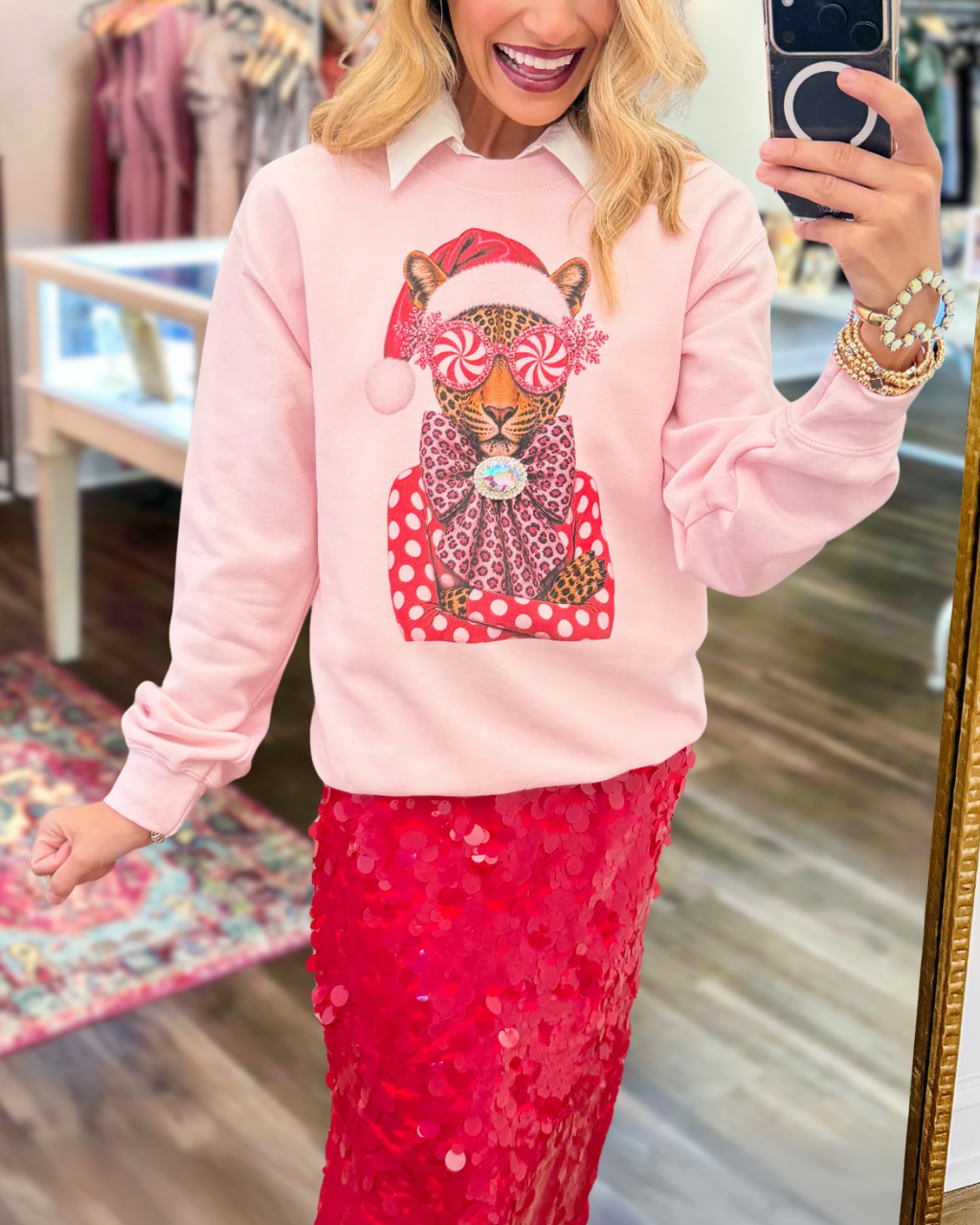 Fun Santa Claus Cheetah Pullover