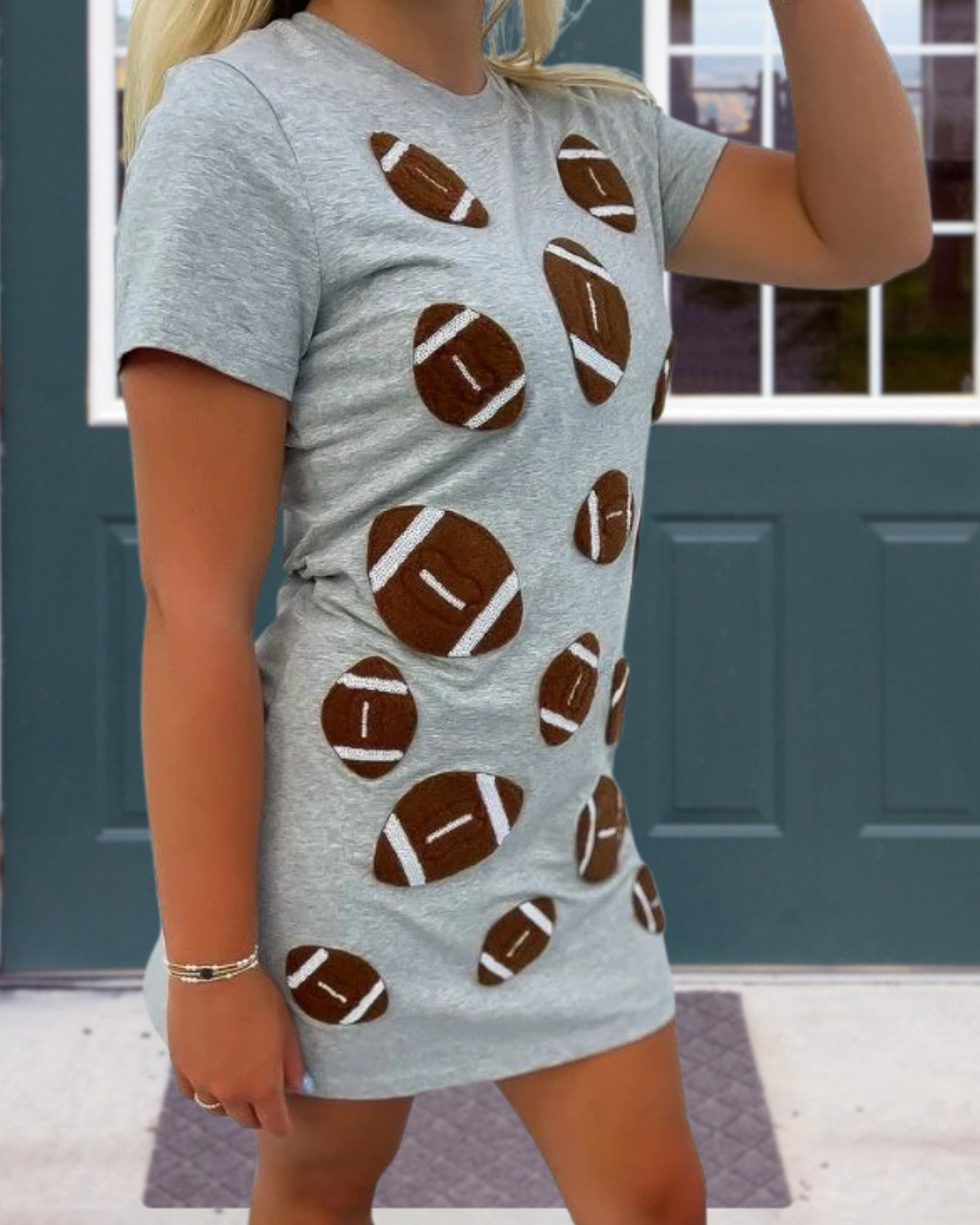 Football Patch Embroidery T-Shirt Dress