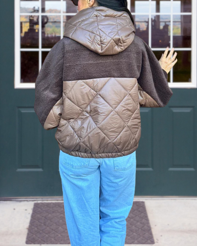 Quilted Zipper Hooded Jacket