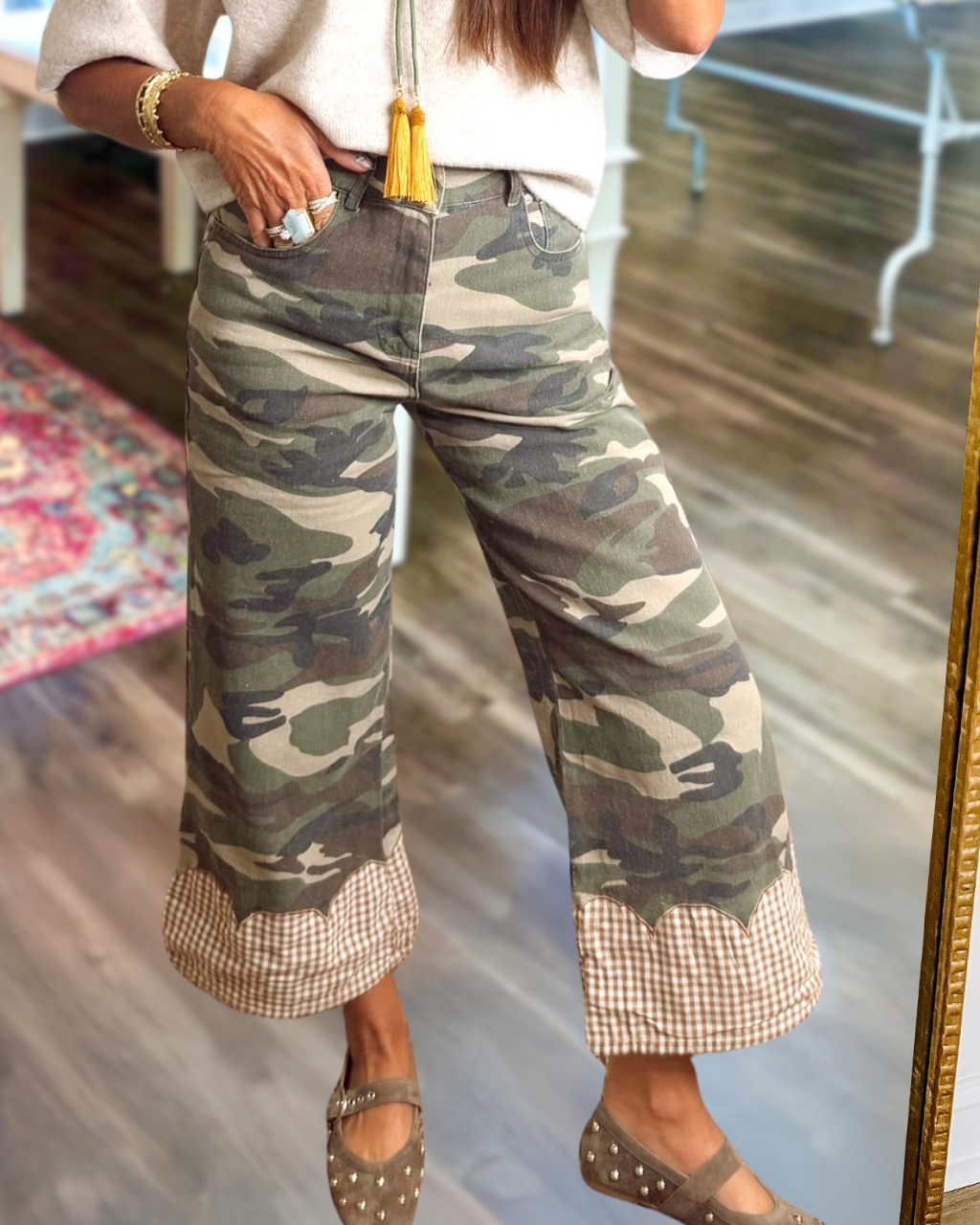 Plaid Wavy Patchwork Camouflage Pants