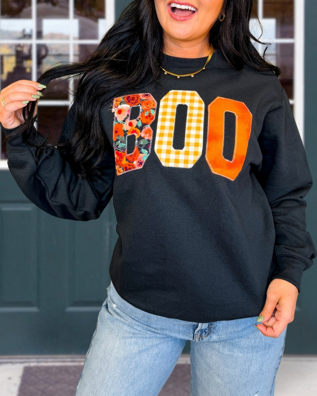 BOO Floral Embroidery Pullover