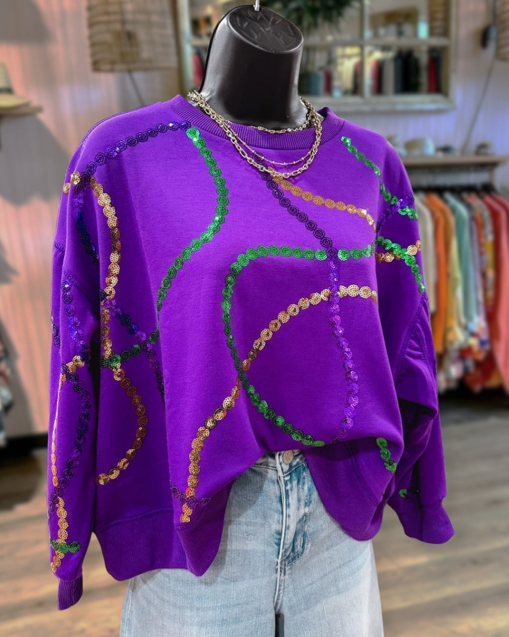 Sequined Wave Pattern Carnival Top