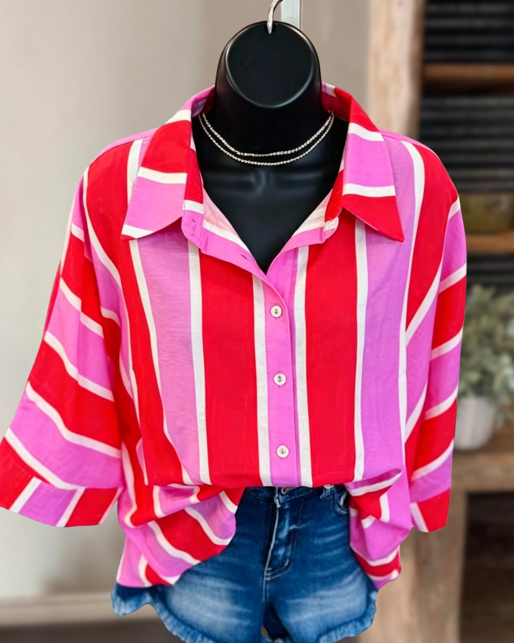 Color-blocked Striped Shirt