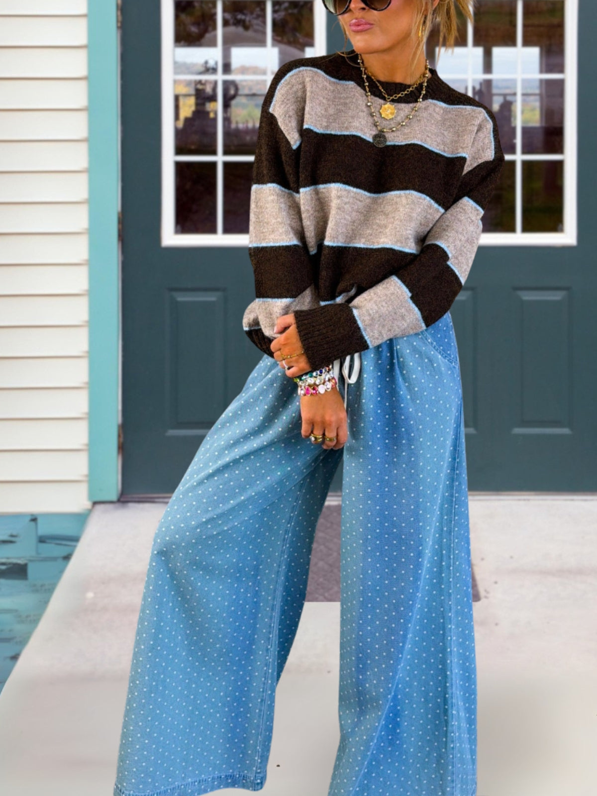 Cute Polka Dot Wide-Leg Pants