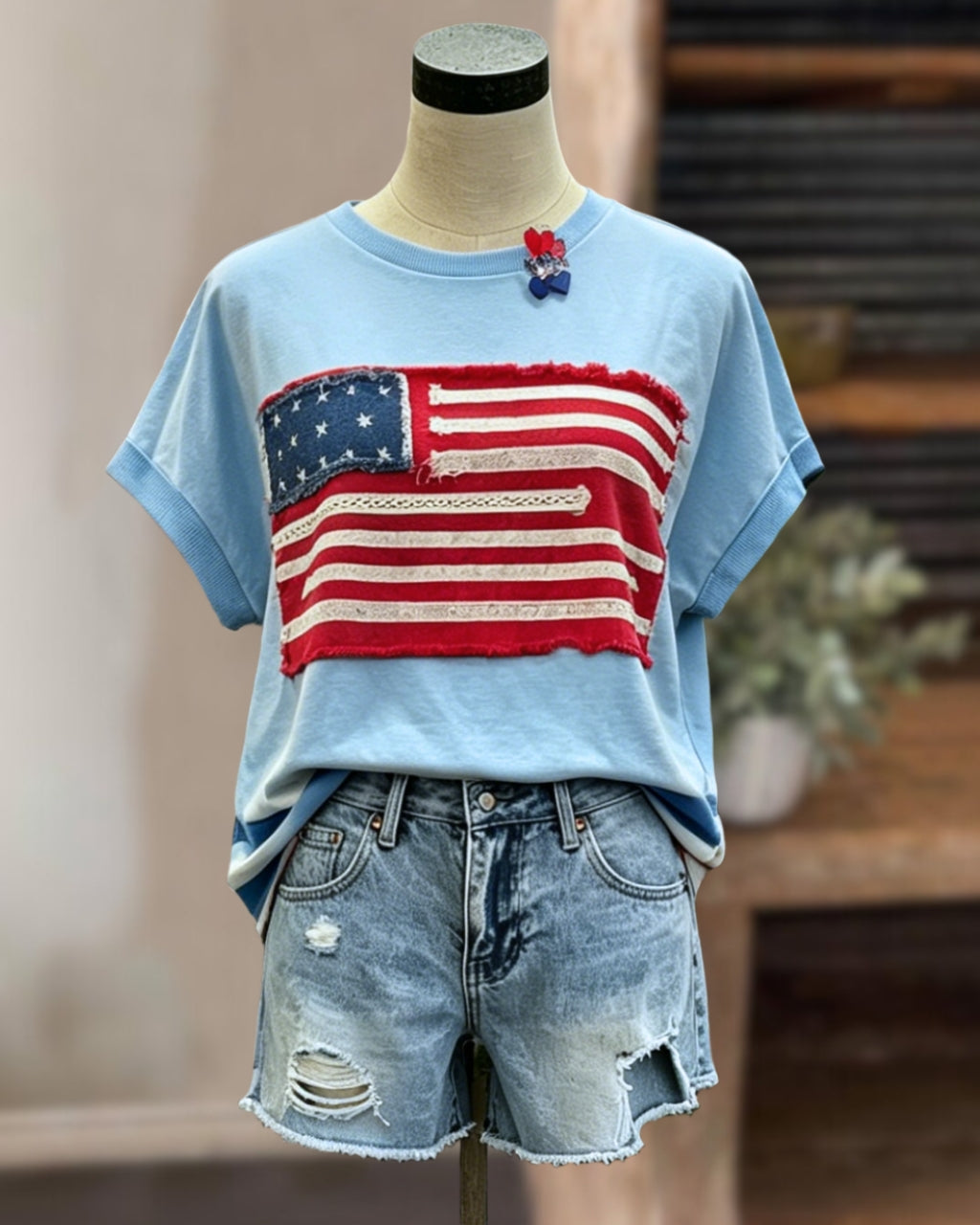 American Flag Patch T-Shirt