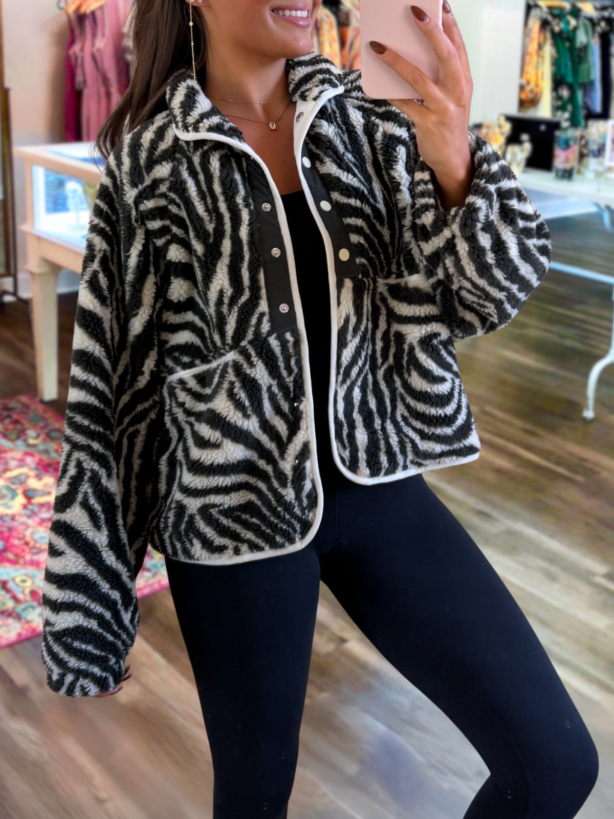 Zebra-Print Plush Jacket