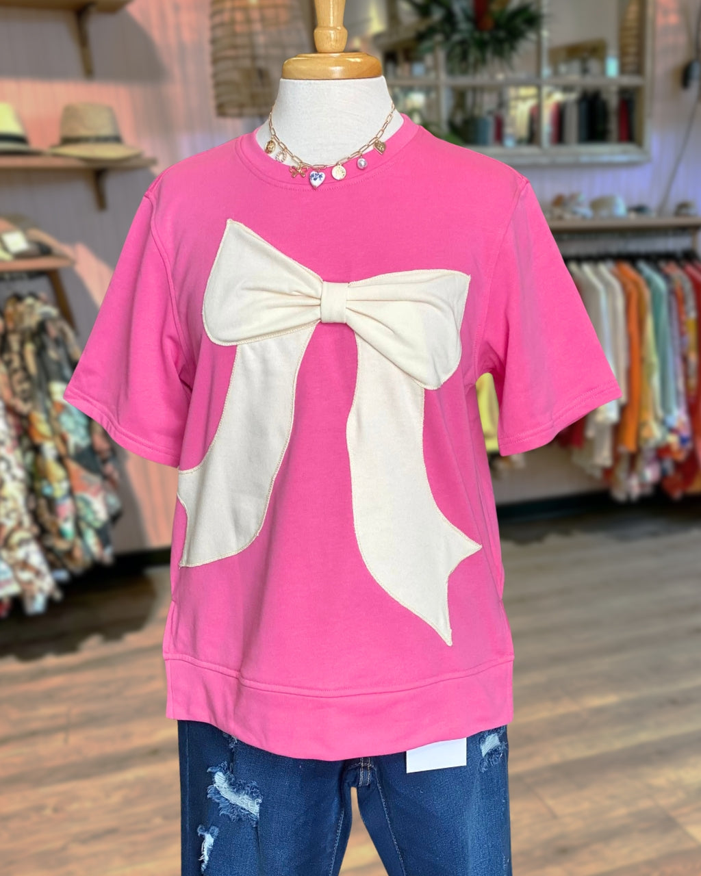 Large Bow Decorative Patch T-shirt