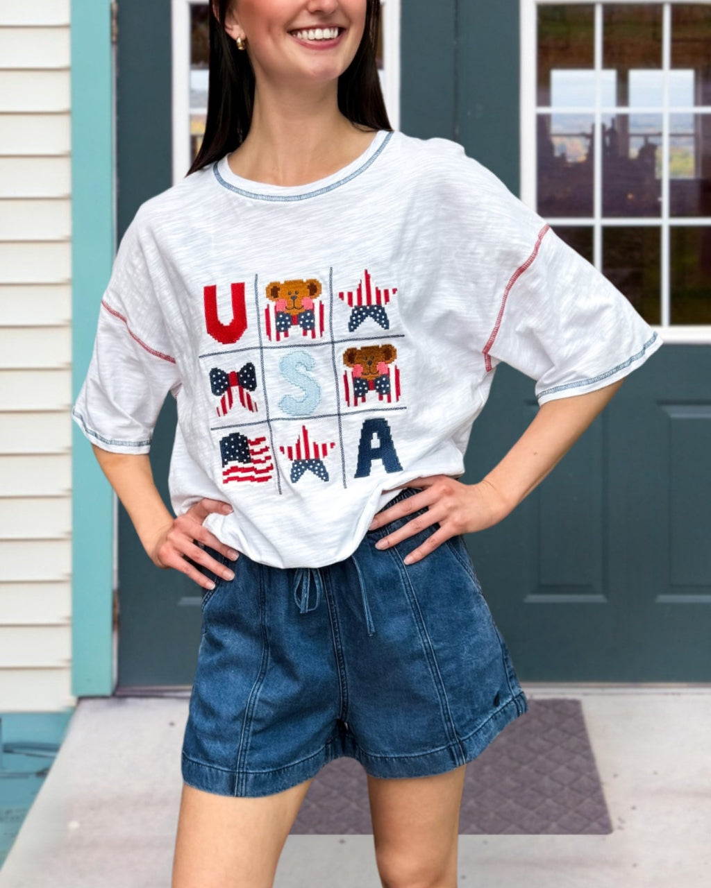 Teddy Bear American Flag T-Shirt