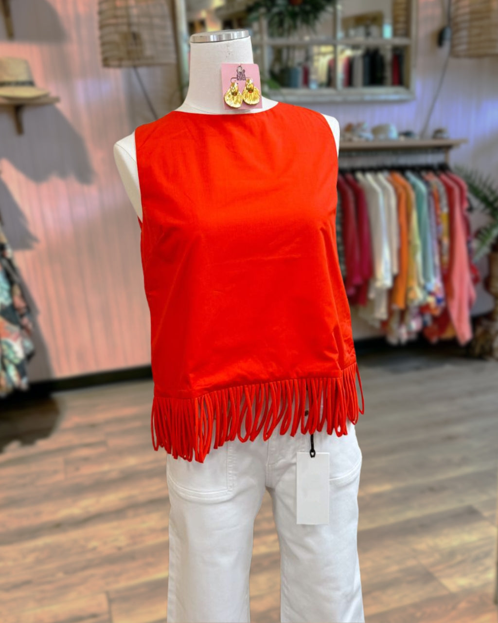 Fringed Hem Sleeveless Top
