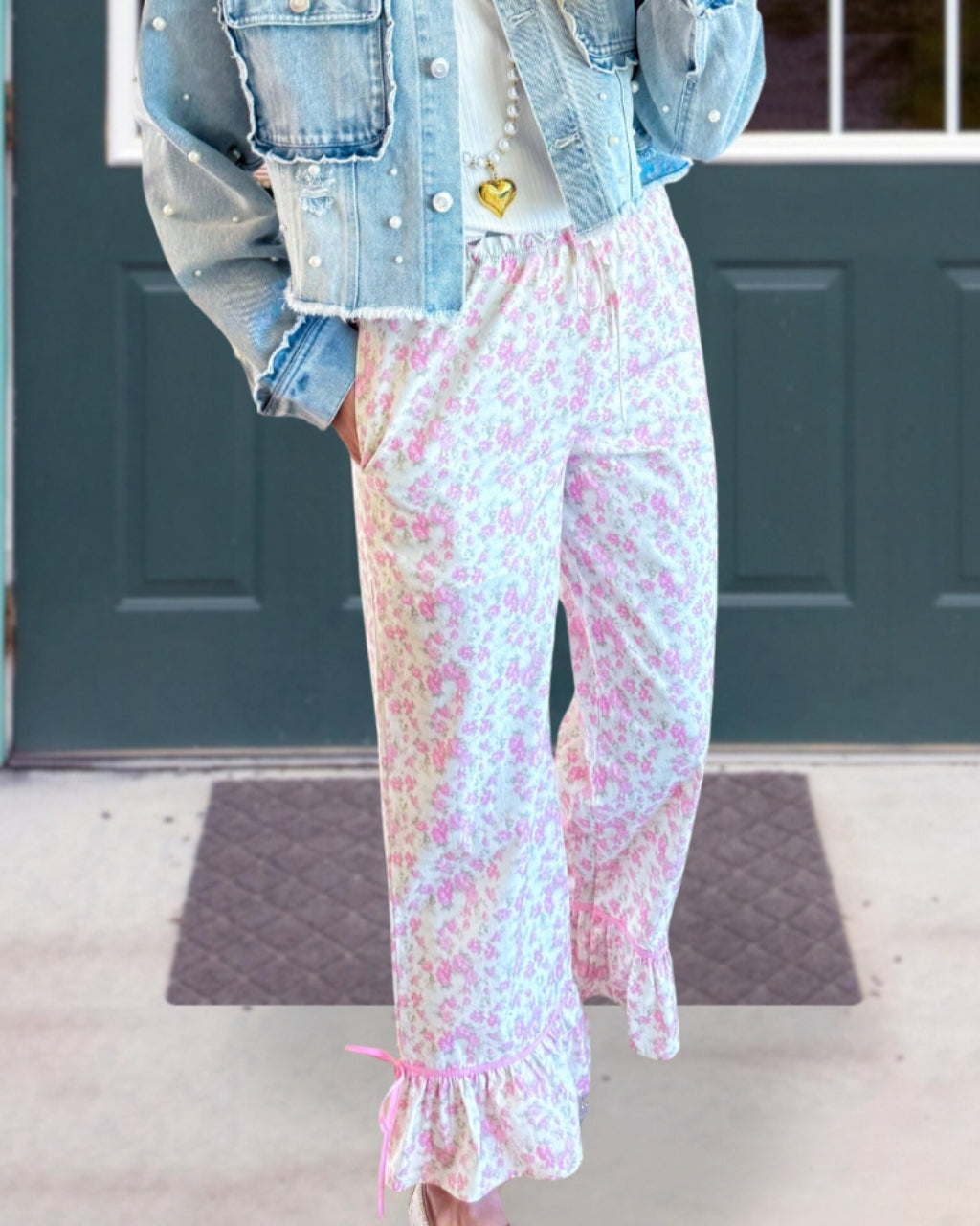 Spring Floral Printed Pants