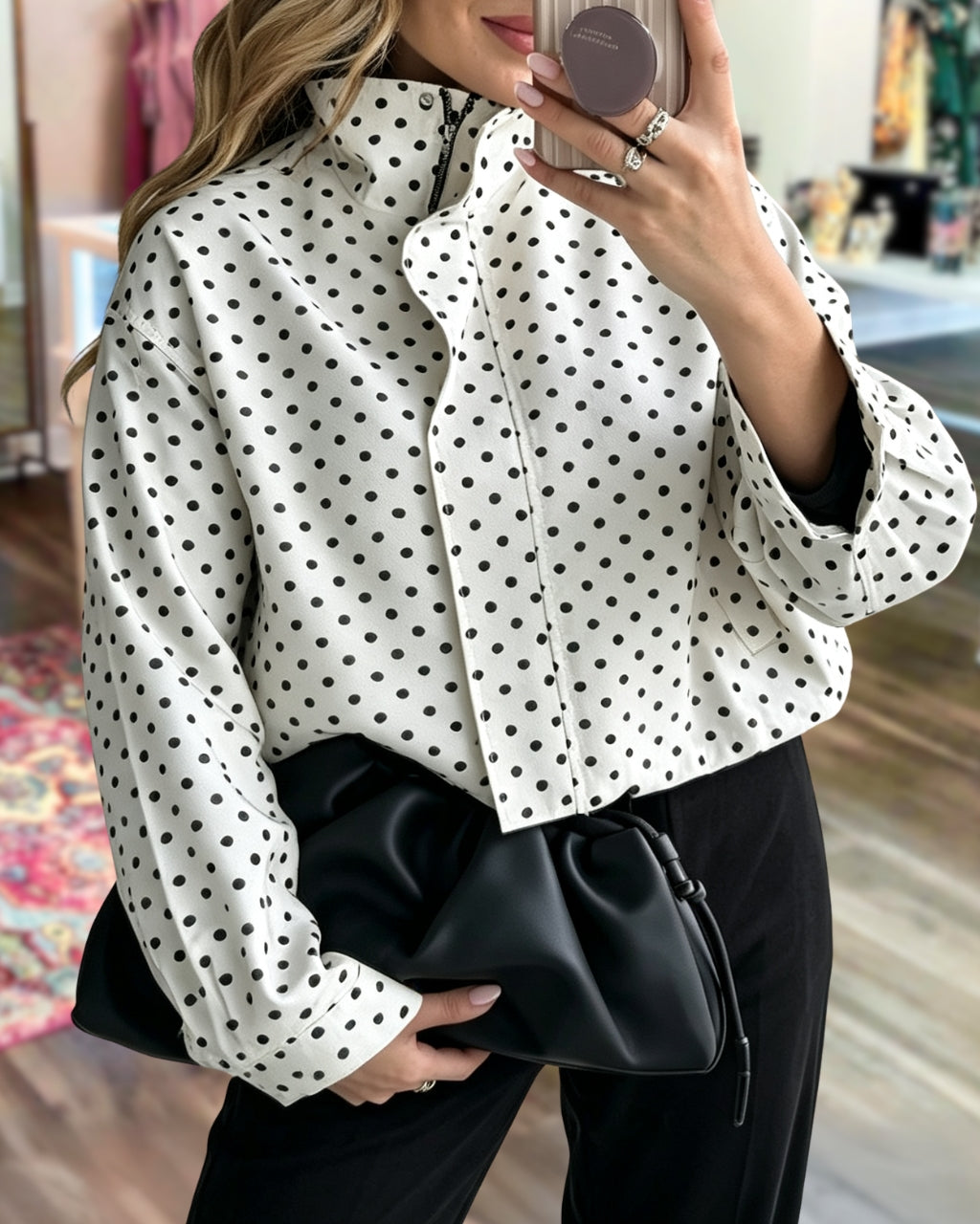 Stylish Turtleneck Polka-Dot Jacket
