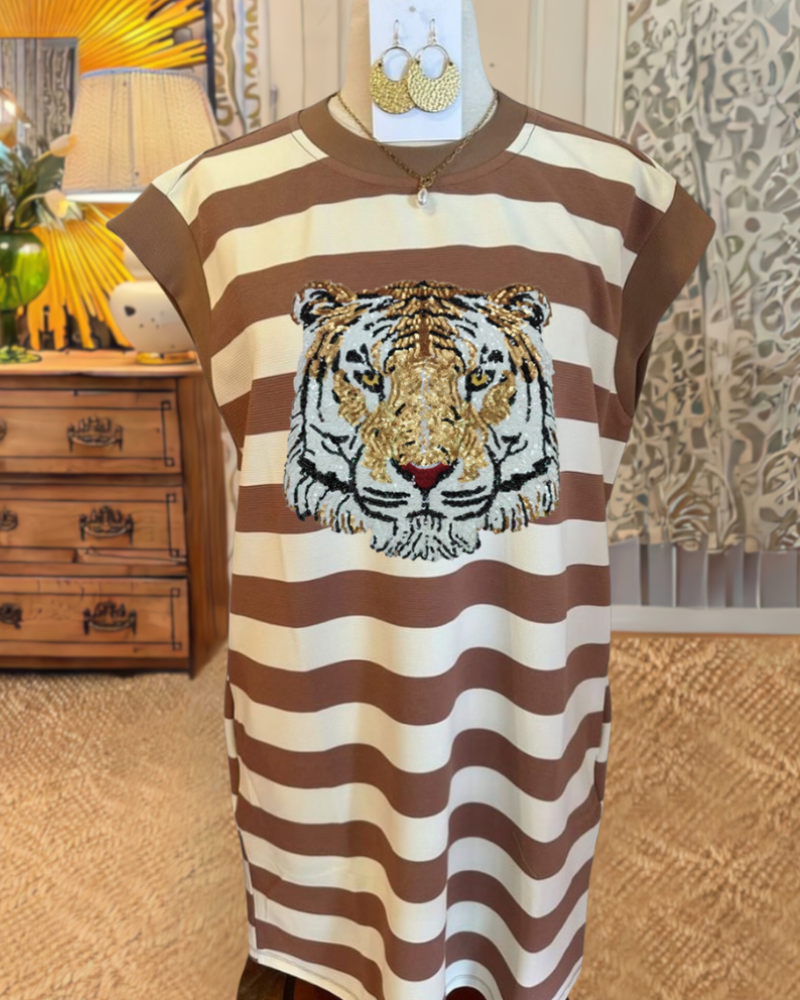 Tiger Sequin Striped Dress