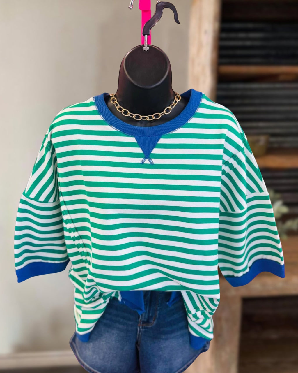 Contrasting Trim Stripes Top