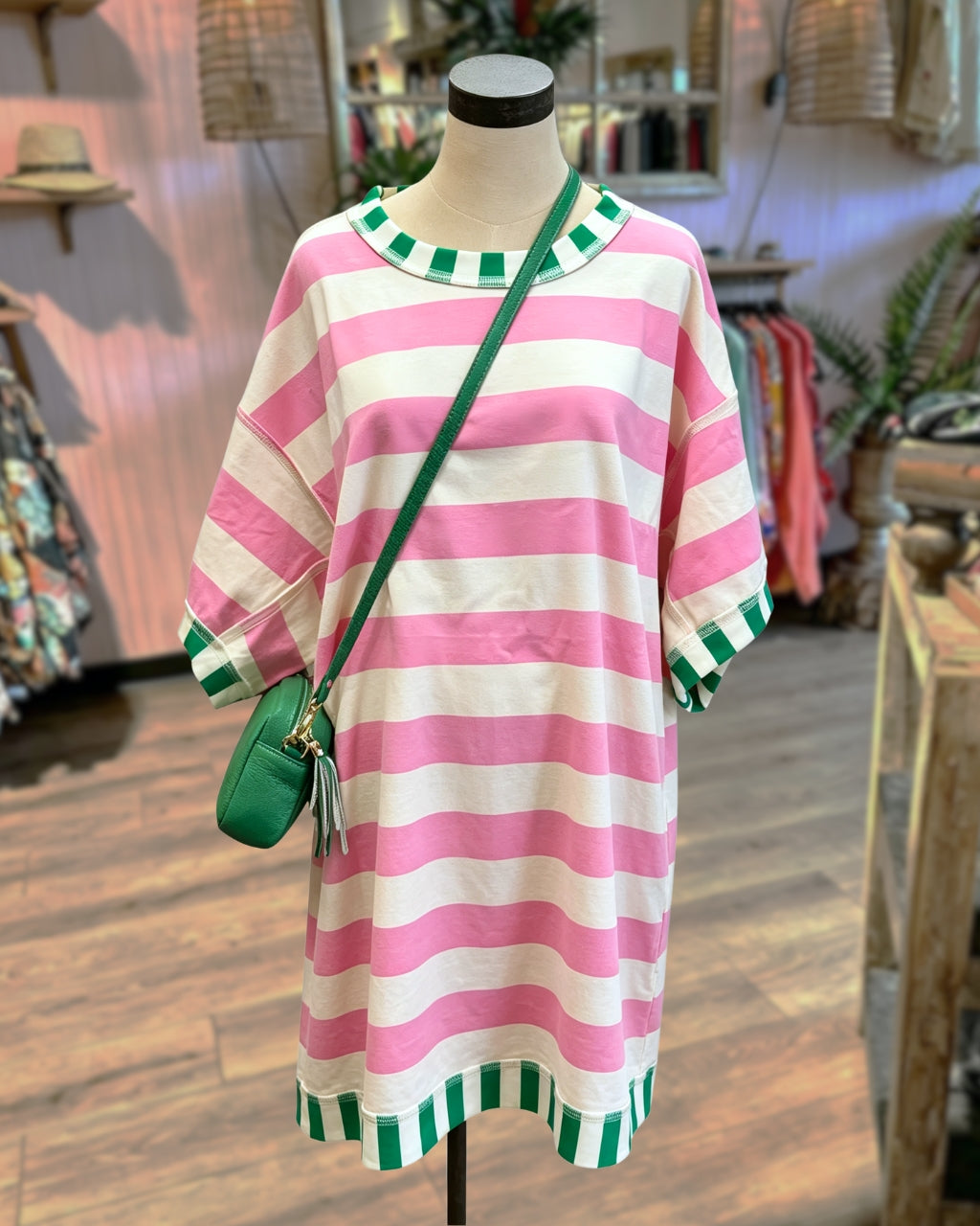 Bold Contrast Trim Stripe Dress