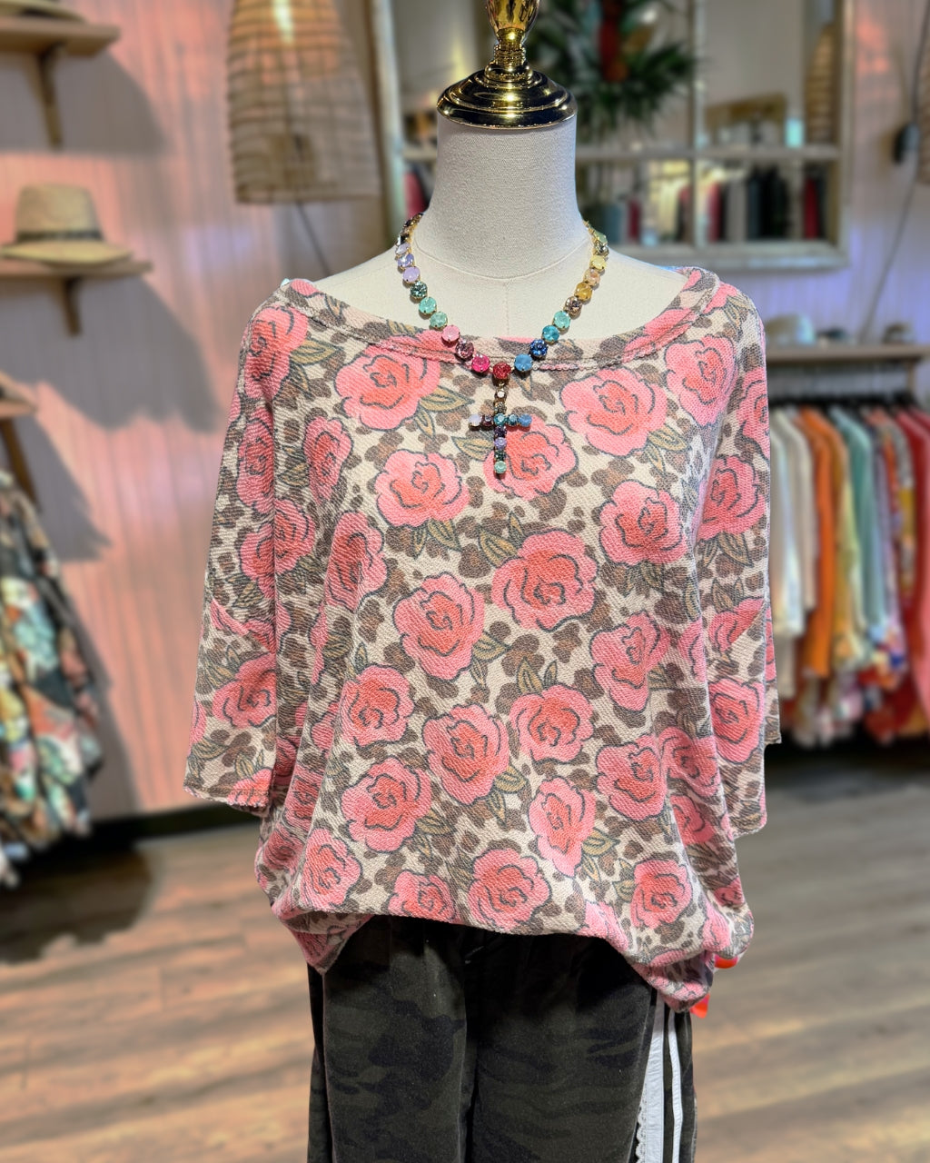 Rose Pattern Leopard Top