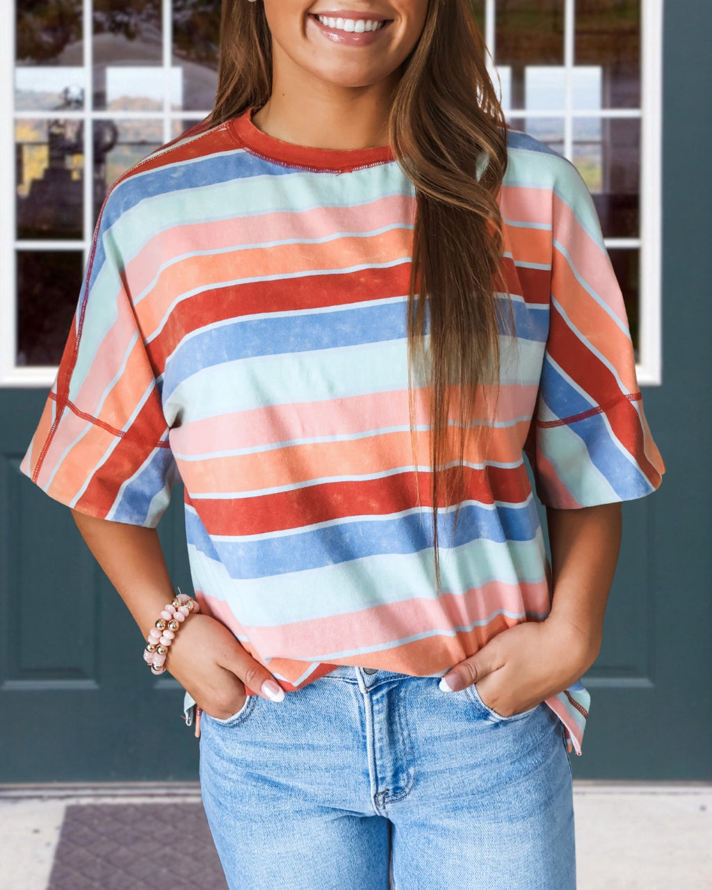 Multi-Stripe Colorblocked Top