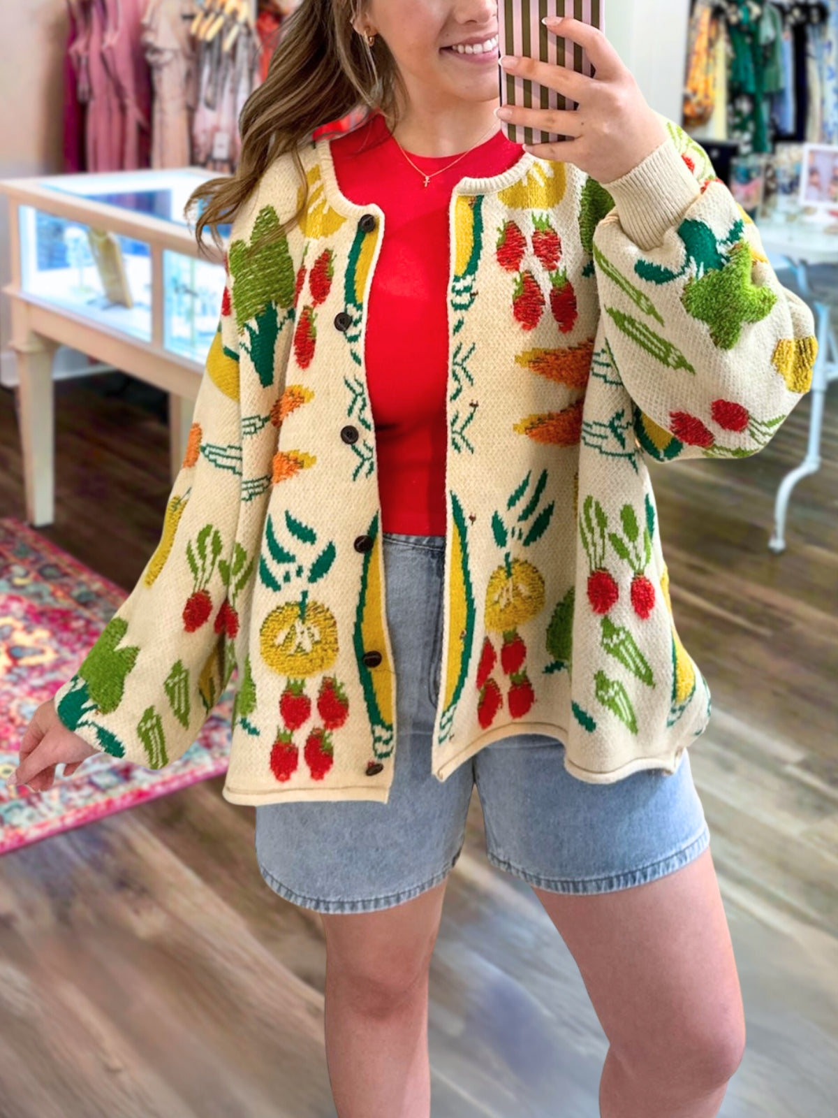 Harvest Vegetable Pattern Cardigan