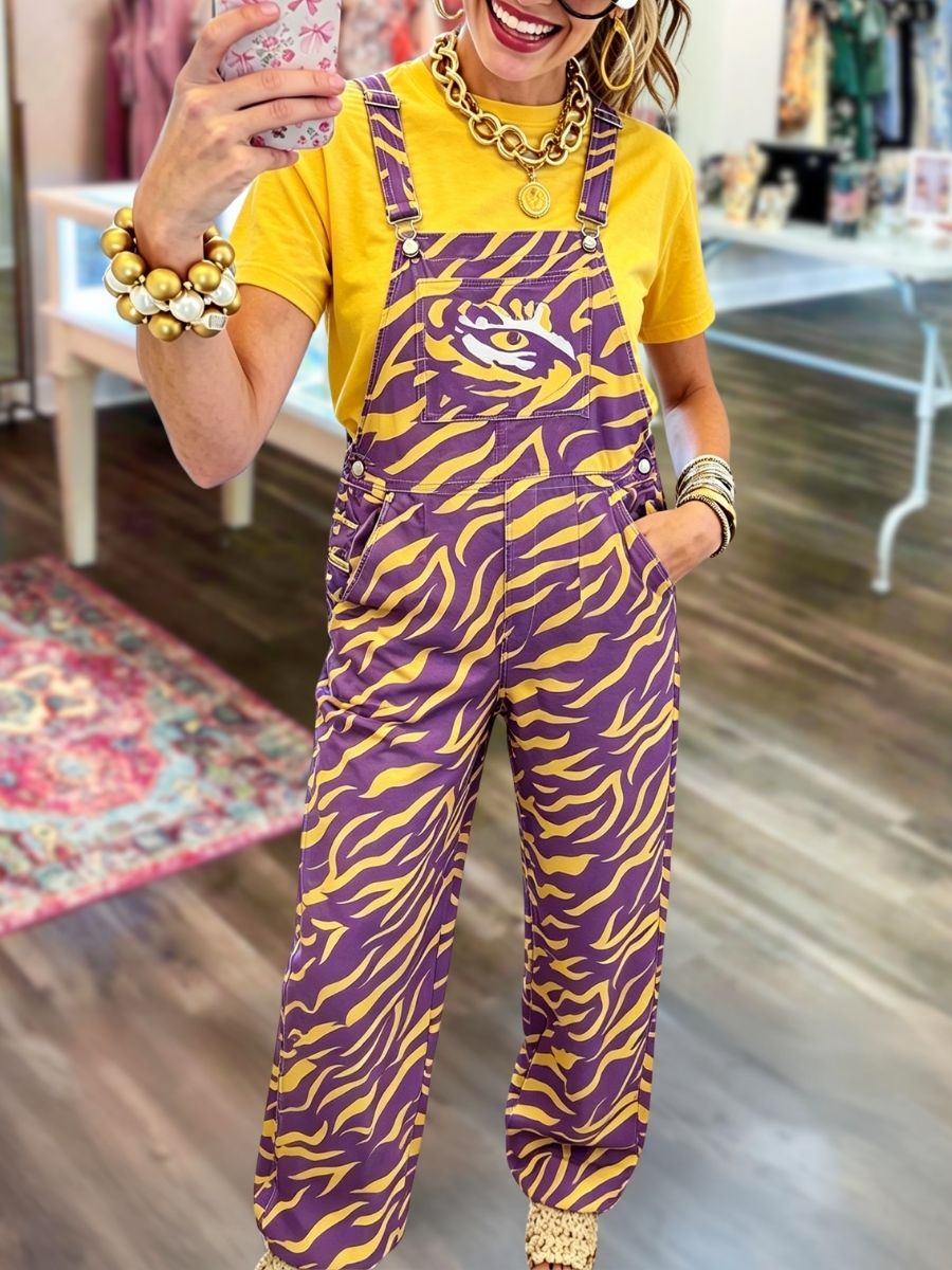 Tiger Eye Logo Tiger Stripe Overalls