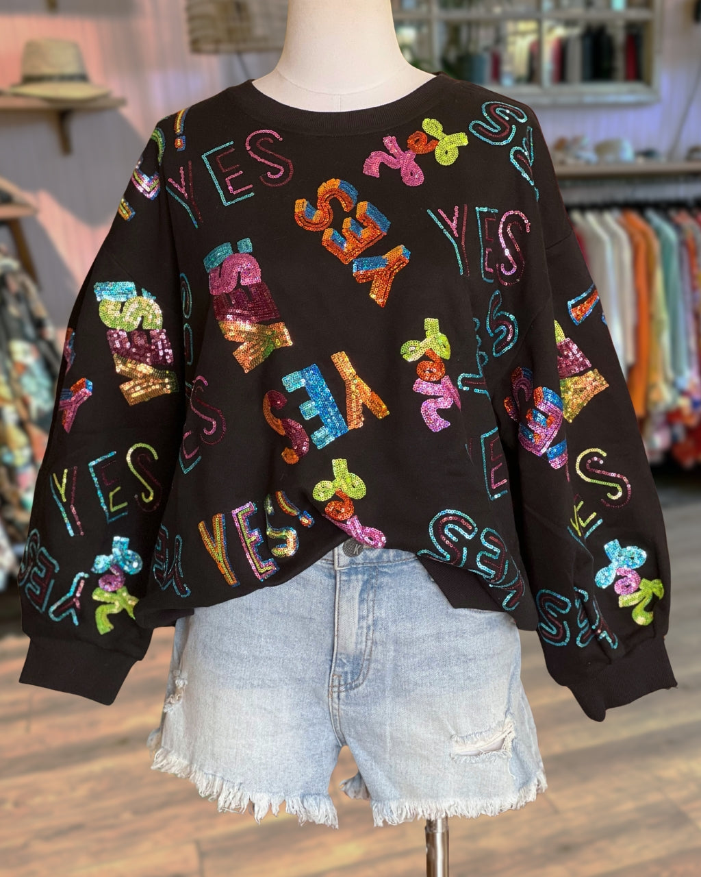 Unique Yes Sequined Pullover