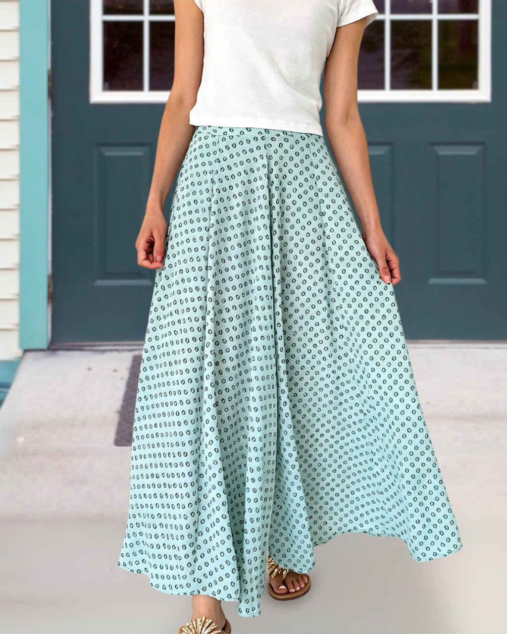 Geometric-Print Wide-Leg Pants