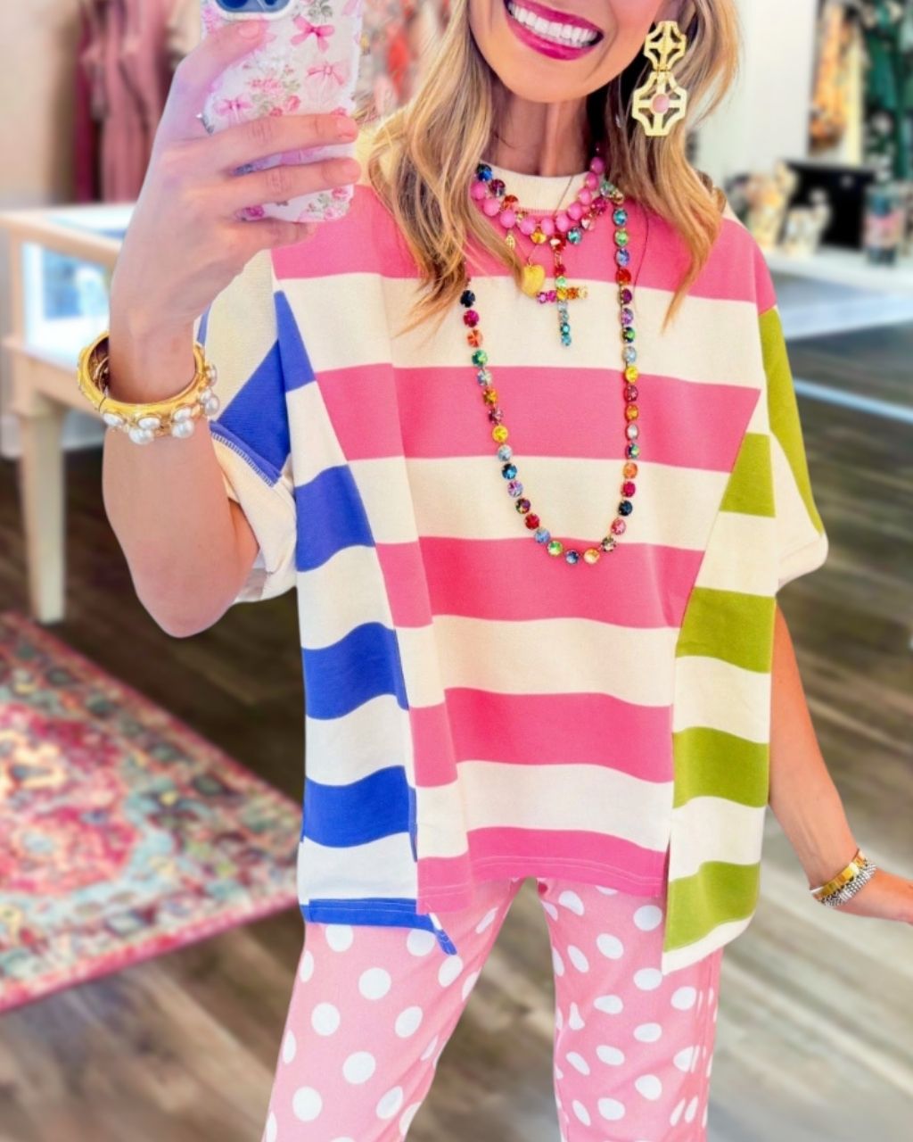 Color-block Mixed-Stripe Top