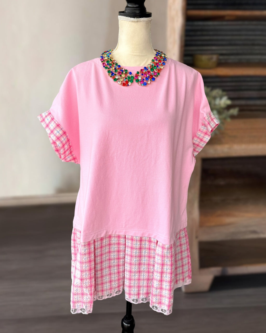 Plaid Patchwork Mini Dress