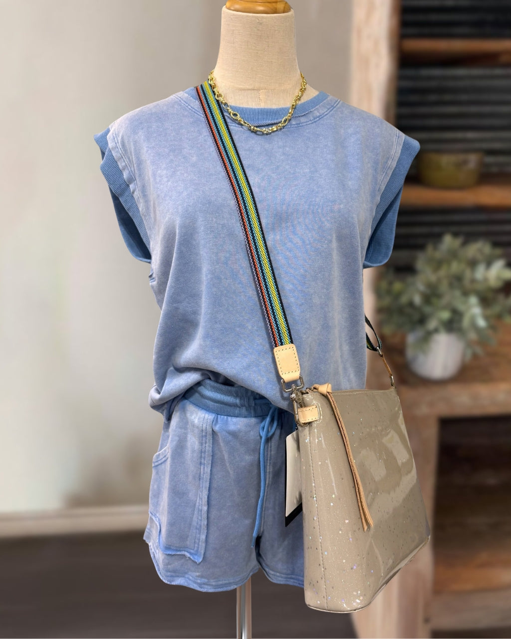 Simple Washed Shorts Set
