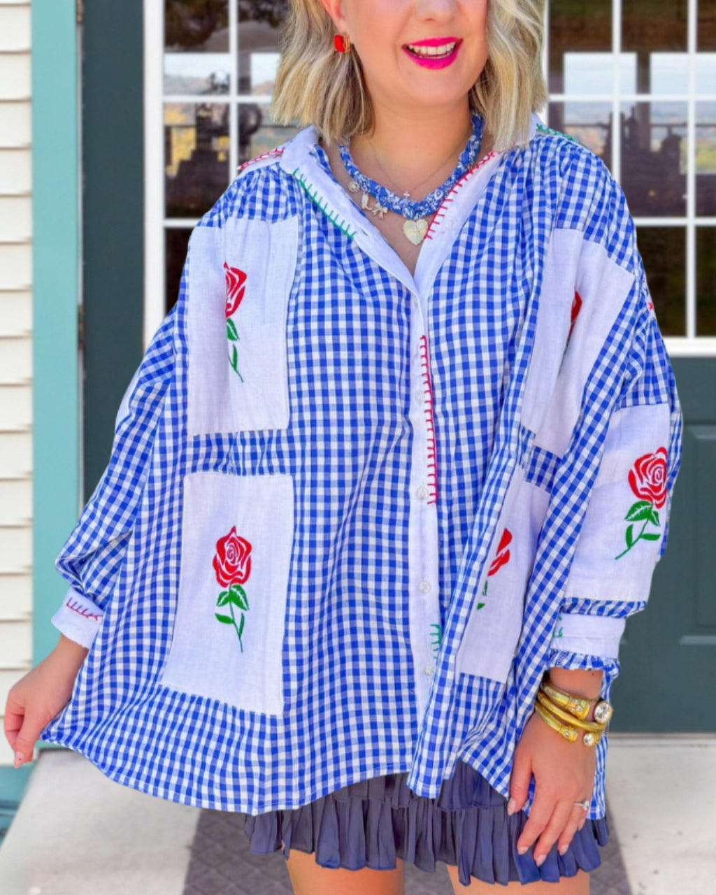 Rose Patchwork Plaid Shirt