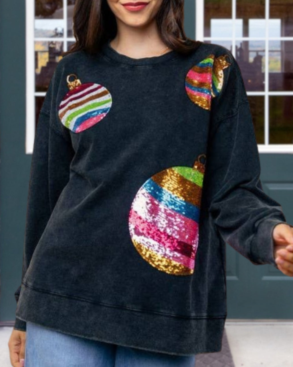 Trendy Sparkle Christmas Ornament Sweatshirt