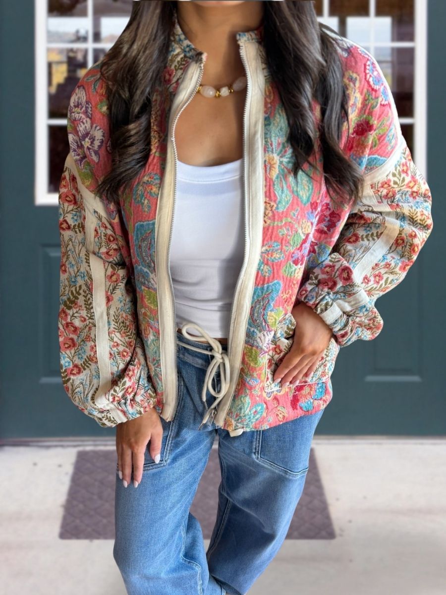 Vintage Floral-Print Jacket
