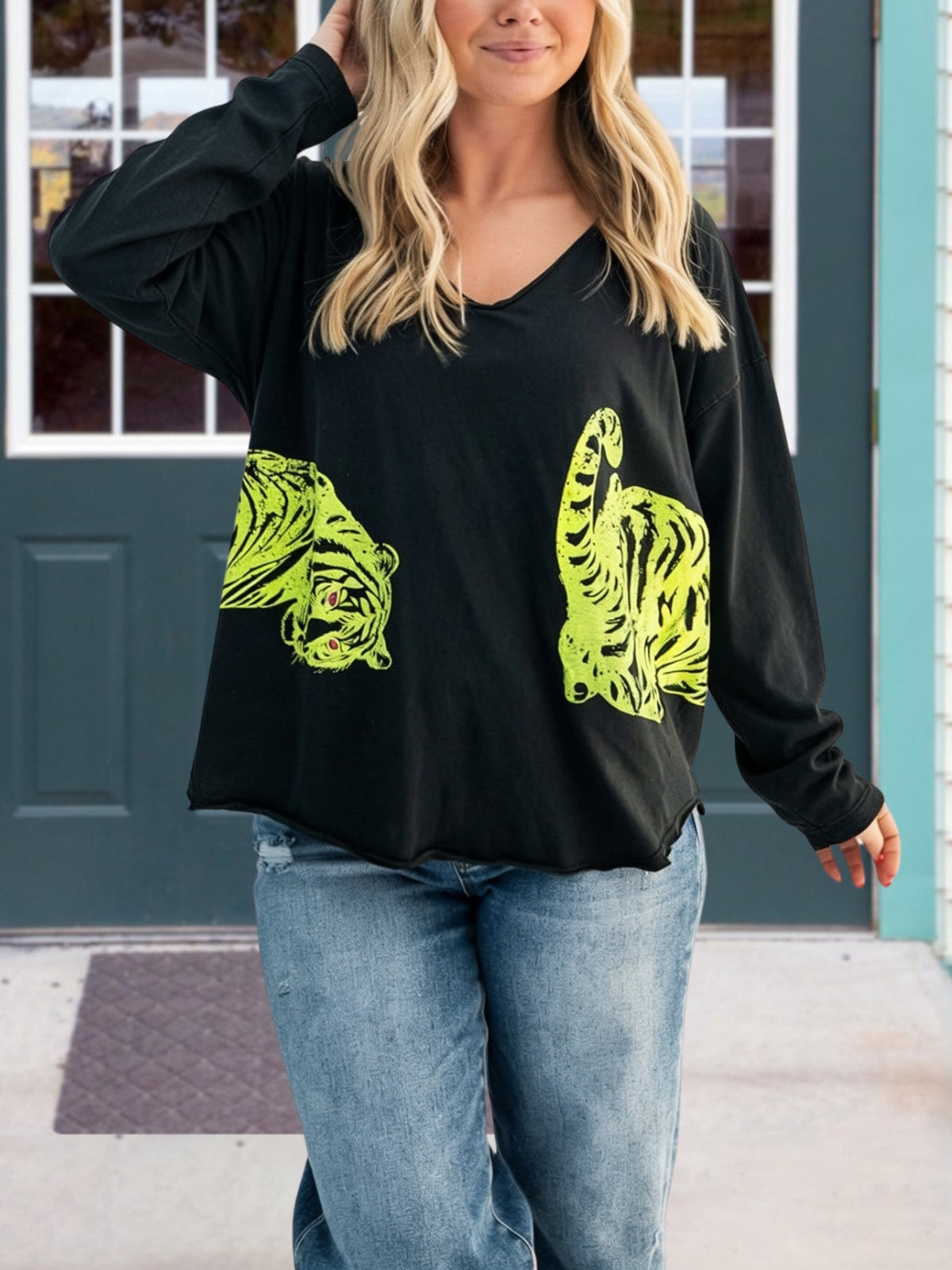 Fluorescent Double Tiger Print Top