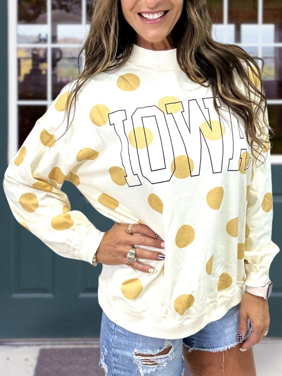 Game Day Cute Polka-Dot Embroidered Pullover