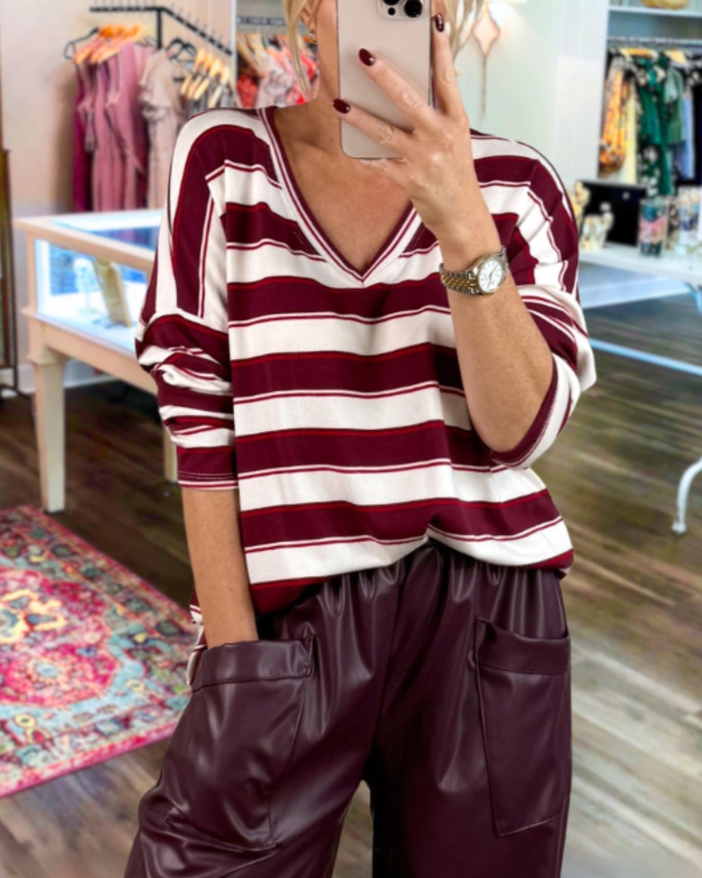 Chic Striped V-Neck Top
