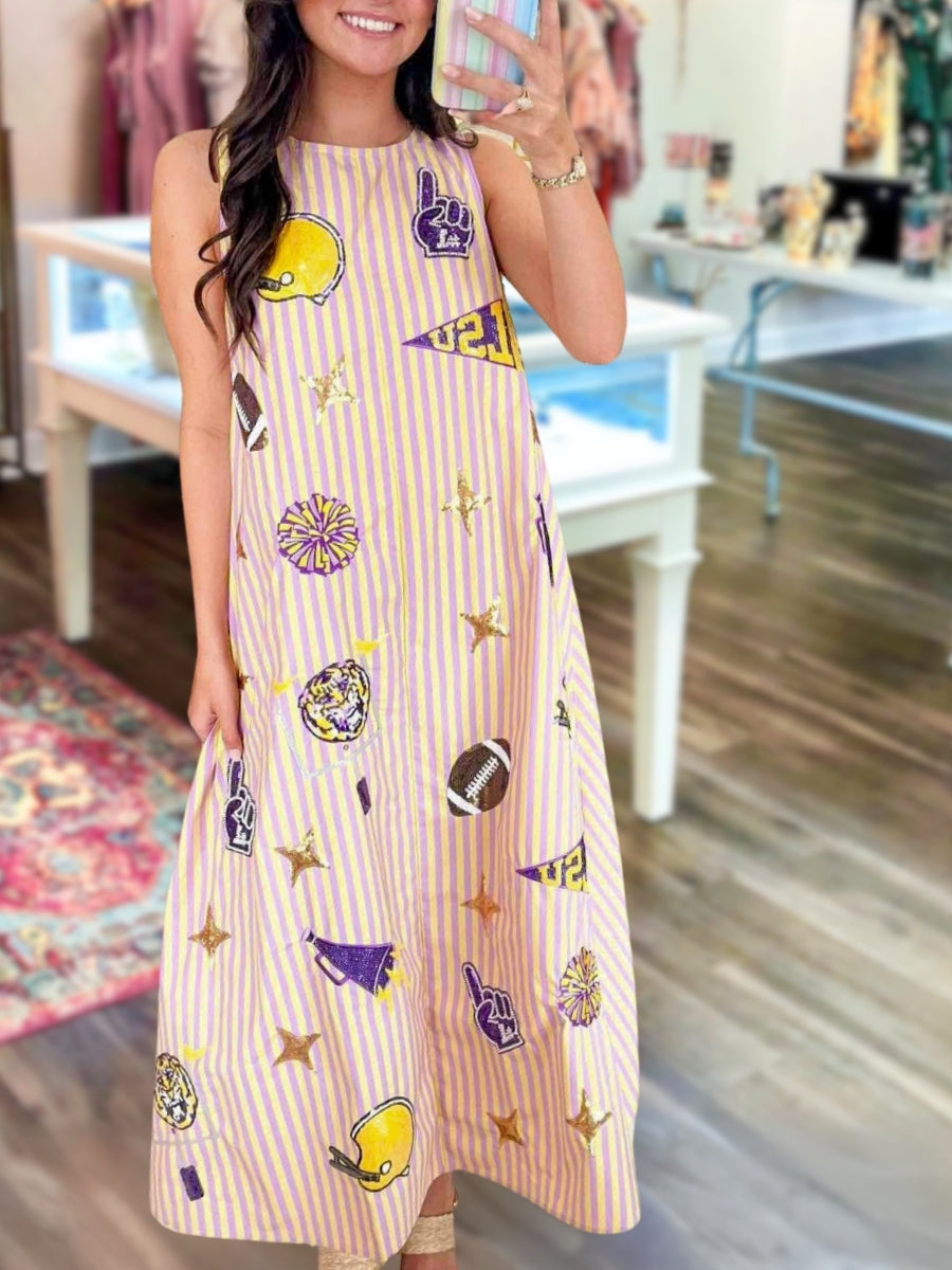 Game Day Sequined Football Element Dress