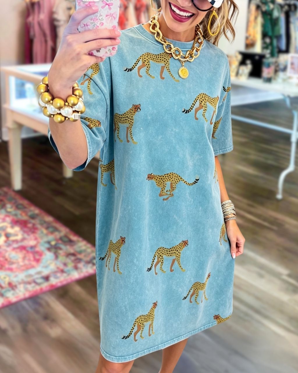 Cheetah Washed Print Dress