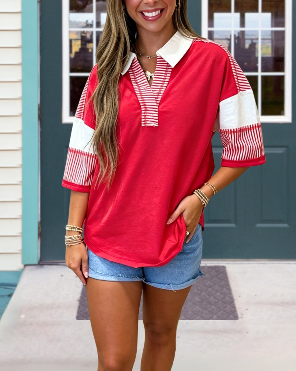 Little Attitude Striped Colorblock Top